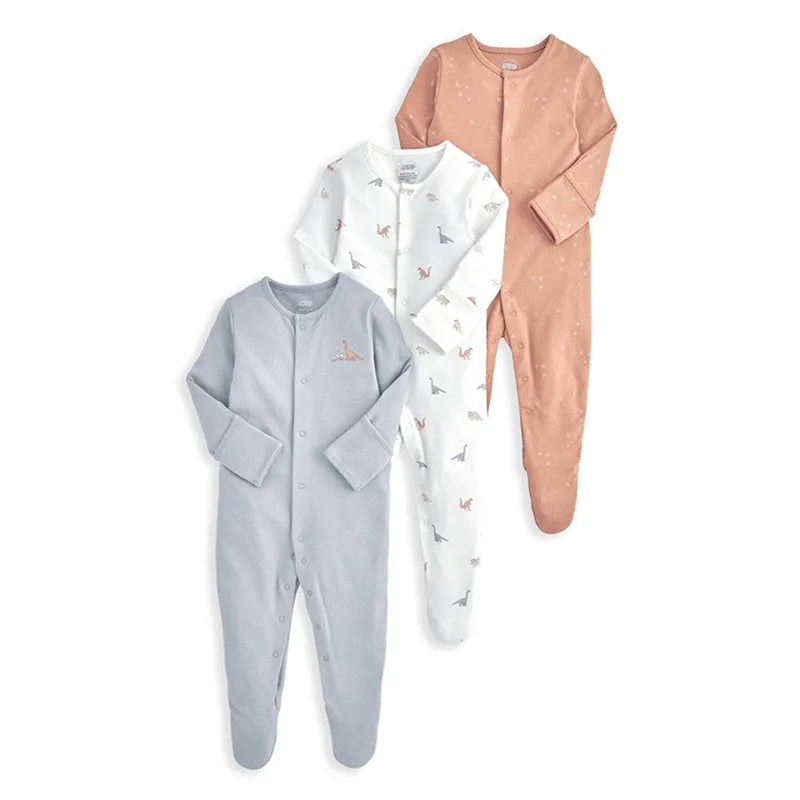 3pcs/Lot Cotton Soft Baby Romper Jumpsuit for Boys Girls Footies Footed Long Sleeve Pajama Sleepsuit Outfit Infant Clothes