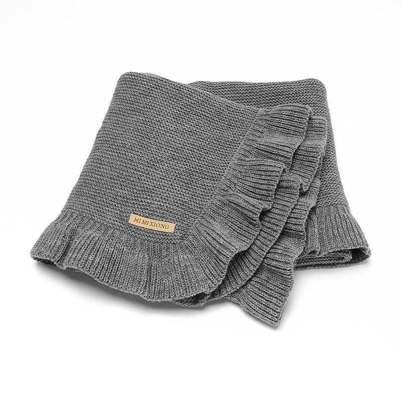 Baby Blankets Knitted Infant Boys Crib Bedding Quilt Girls Plaid 90*70cm Newborn Stroller Swaddling Warp Fashion Solid Ruffles