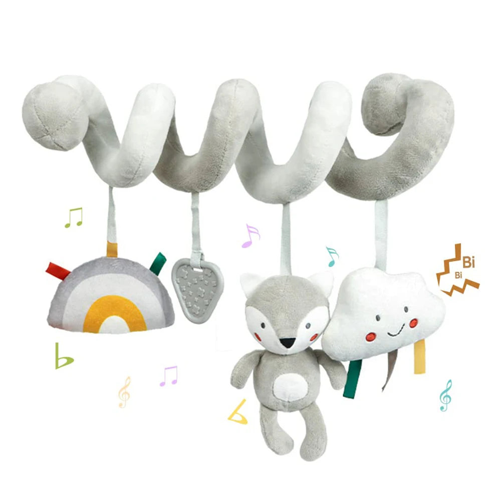 Car Seat Toys for Babies Rattle Mirror Crinkle Squeaky Carseat Stroller Toys 0-6 Months Developmental Newborn Baby Girl Gifts