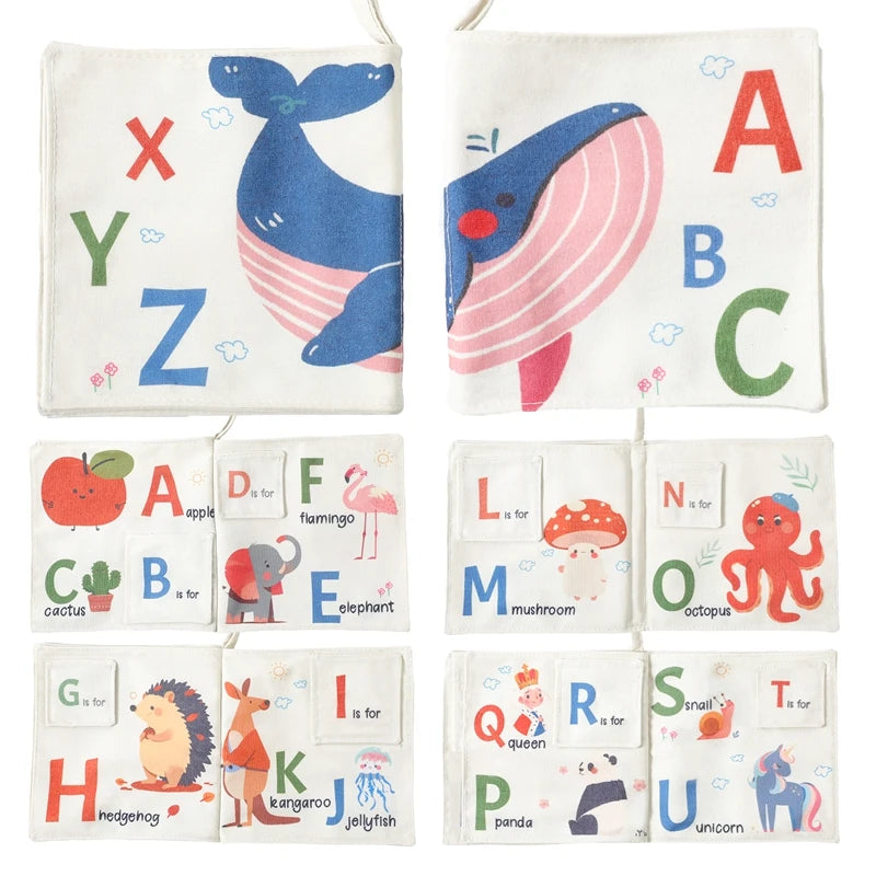 Baby Montessori Toy Soft Baby Book 3D Touch Feel High Contrast Cloth Book Sensory Early Learning  For Infant Toddler Gift