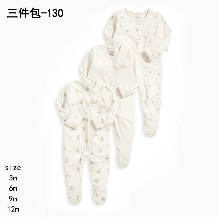3pcs/Lot Cotton Soft Baby Romper Jumpsuit for Boys Girls Footies Footed Long Sleeve Pajama Sleepsuit Outfit Infant Clothes