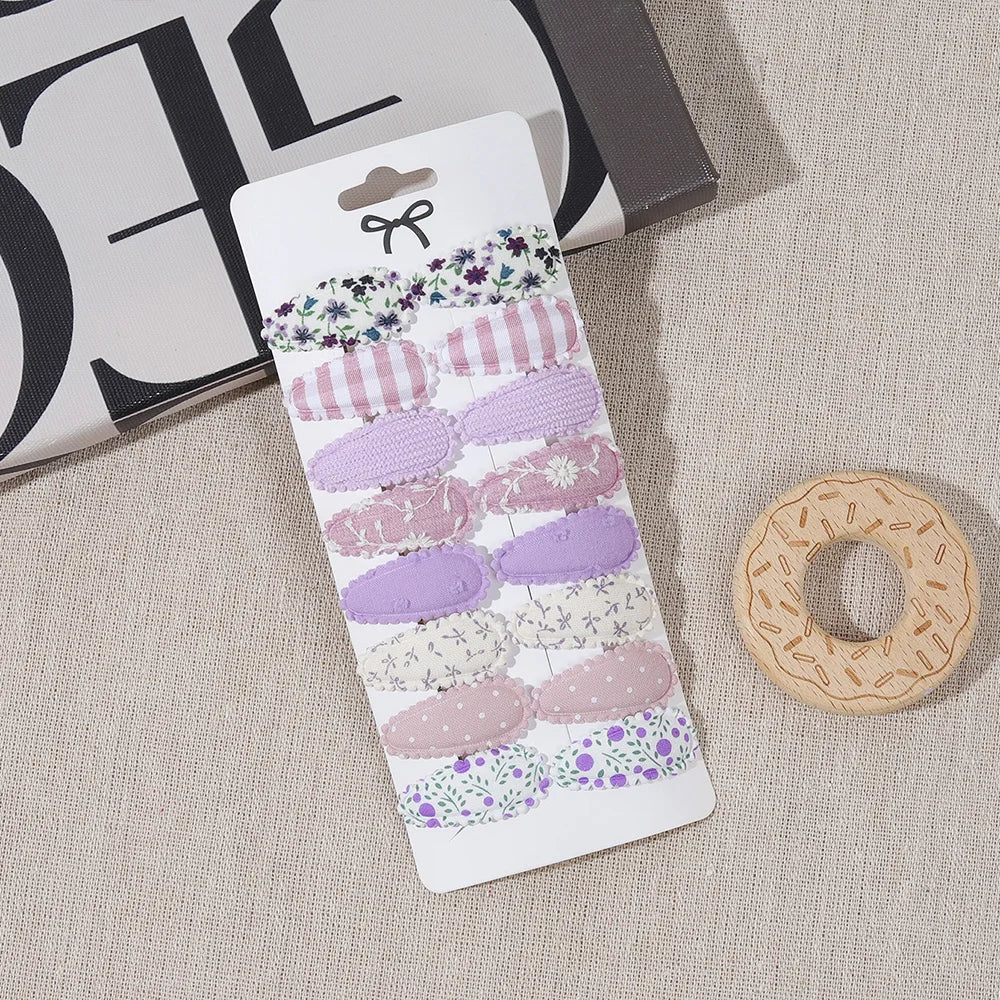 10/16PCS Cotton Textured Girl Hair Clip BB Clip Cute Colorful Floral Candy Color Matching Kid Barrettes Baby Hair Accessory Gift