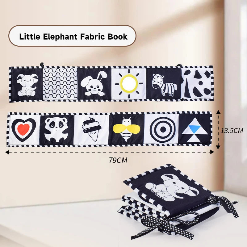 0-12Months Soft Baby Books 3D Touch Feel High Contrast Cloth Book Infant Early Learning Toy Toddlers Sensory Activity Cloth Book