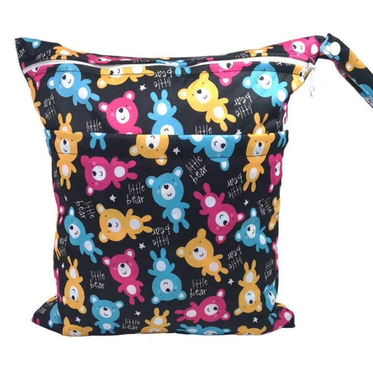 Wet Dry Bag With Two Zippered For Baby Diapers Nappies Waterproof Reusable 36cmx29cm