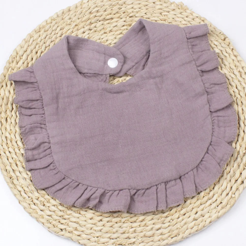 High Quality Soft Muslin Bibs Absorbent Flounce Bandana Drool Bibs Solid Colored Gauze Toddler Bib Boys Girls
