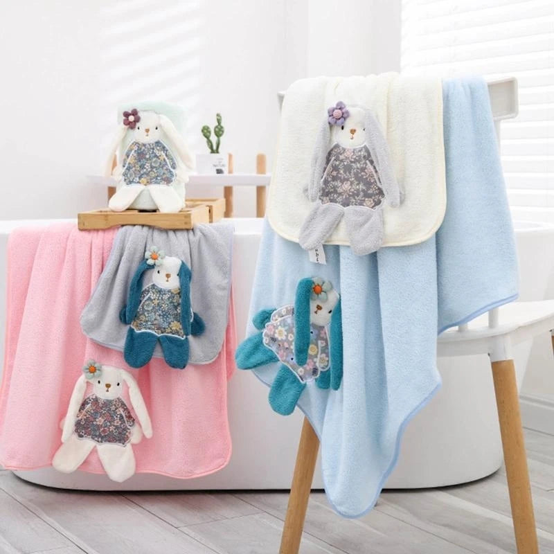 2 Pcs/Set Baby Infants Soft Coral Fleece Face Towel Bath Towel Receiving Blanket