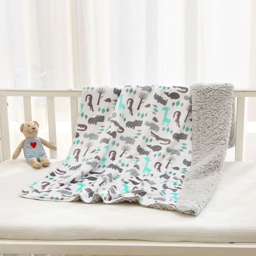 Ultra Soft Micro Plush Warm Reversible Cute Warm Baby Blanket Cute Warm Baby Blanket   Fluffy Infant or Newborn Receiving Blanke