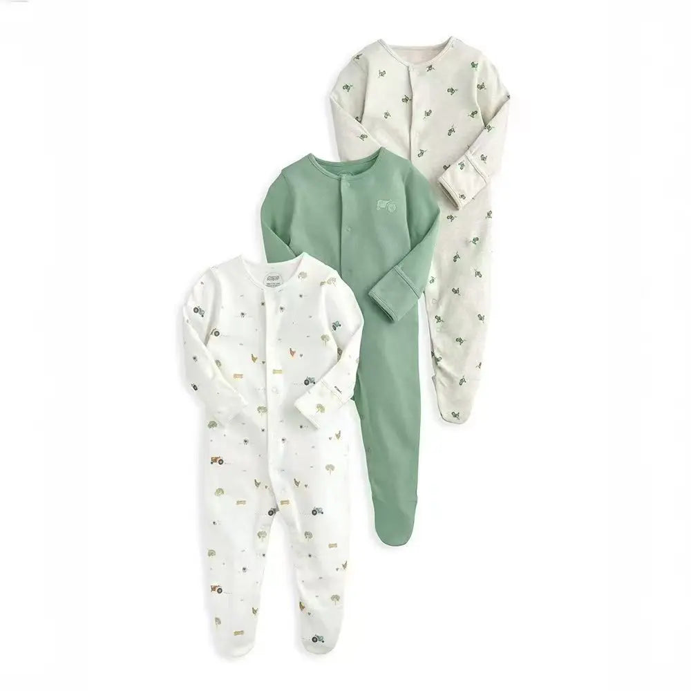 3pcs/Lot Cotton Soft Baby Romper Jumpsuit for Boys Girls Footies Footed Long Sleeve Pajama Sleepsuit Outfit Infant Clothes