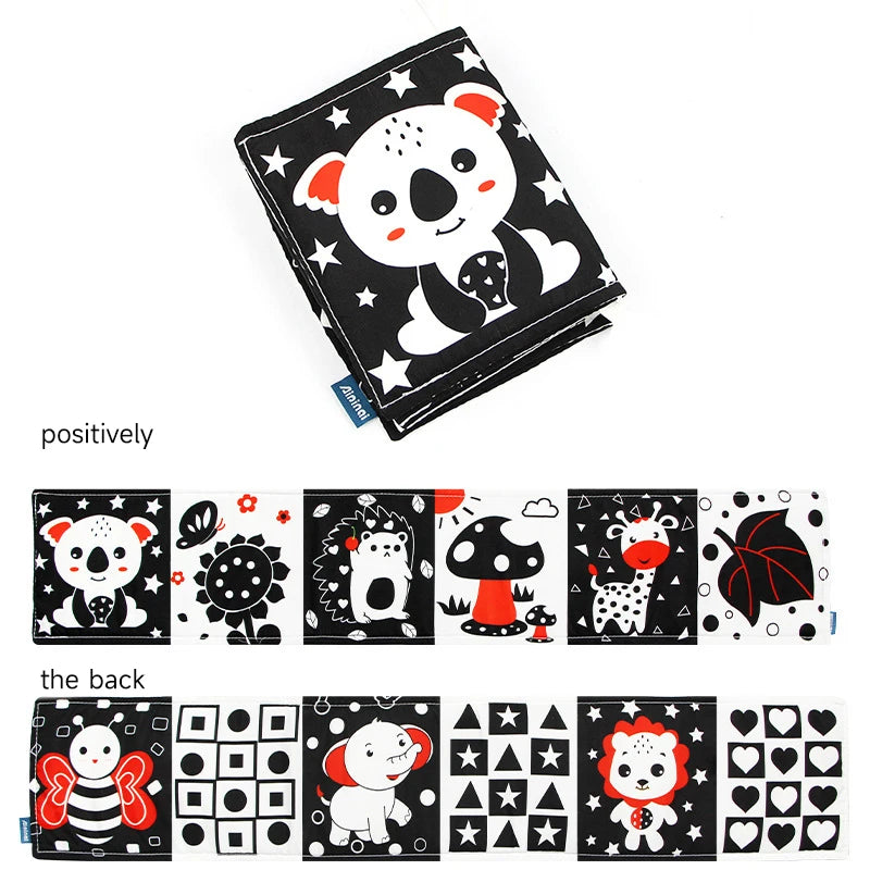 0-12Months Soft Baby Books 3D Touch Feel High Contrast Cloth Book Infant Early Learning Toy Toddlers Sensory Activity Cloth Book