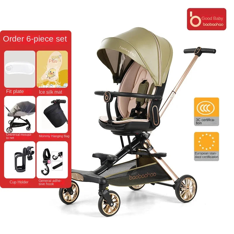 V16 Baby Walker Lightweight Baby Strollers can Sit or Lie Down  Folding Two-way High Landscape Newborn Stroller