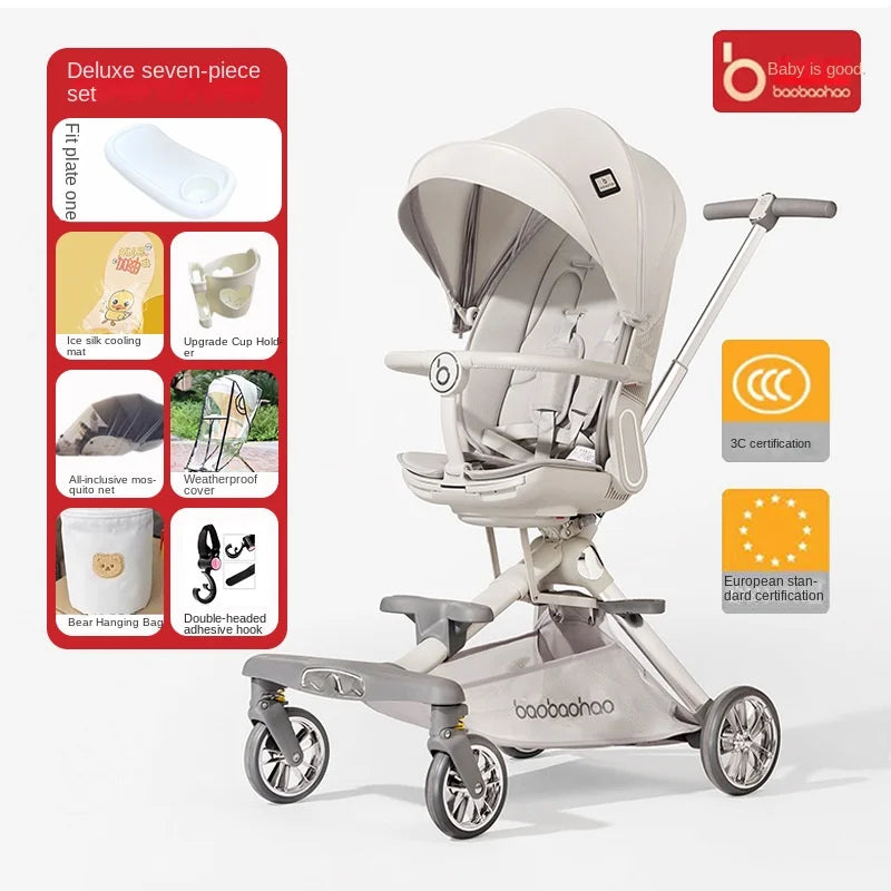 V16 Baby Walker Lightweight Baby Strollers can Sit or Lie Down  Folding Two-way High Landscape Newborn Stroller