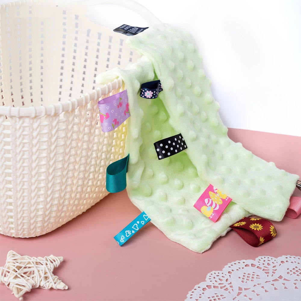 Baby Peas Label Soothing Towel Soft Cotton Newborn Kids Sleep Toy Solid Color Soothe Appease Comforter Blanket Bibs Saliva Towel