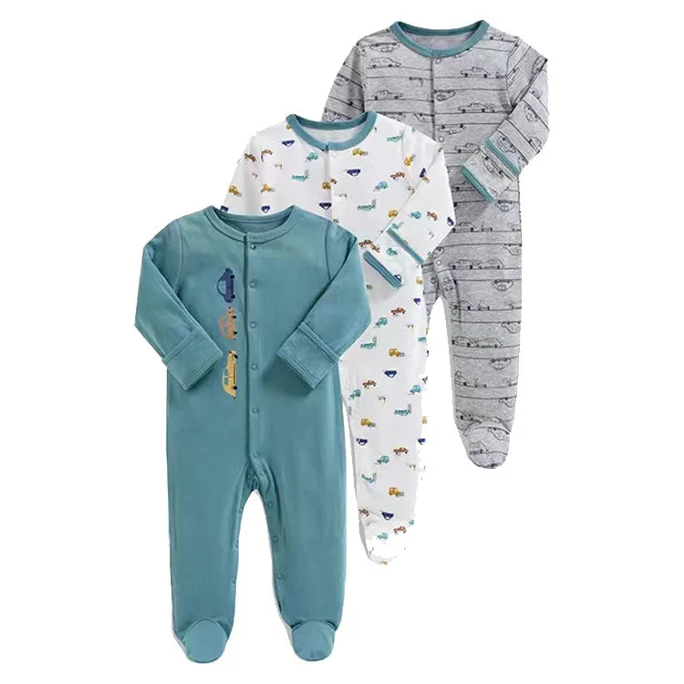 3pcs/Lot Cotton Soft Baby Romper Jumpsuit for Boys Girls Footies Footed Long Sleeve Pajama Sleepsuit Outfit Infant Clothes Gifts