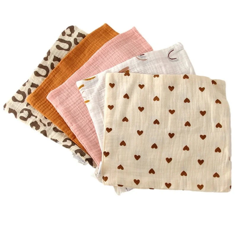 5 Items New Minimalist Baby Gauze Cotton Four Layer Small Square Drool Towel Face Towel Colored Feeding Towel Handkerchief