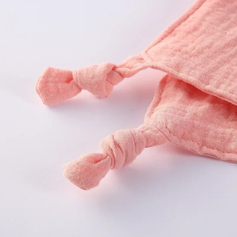 Cute Doll Solid Color Baby Comfort Blanket Baby Cotton Muslim Linen Children's Sleep Soothing Towel Baby Saliva Towel