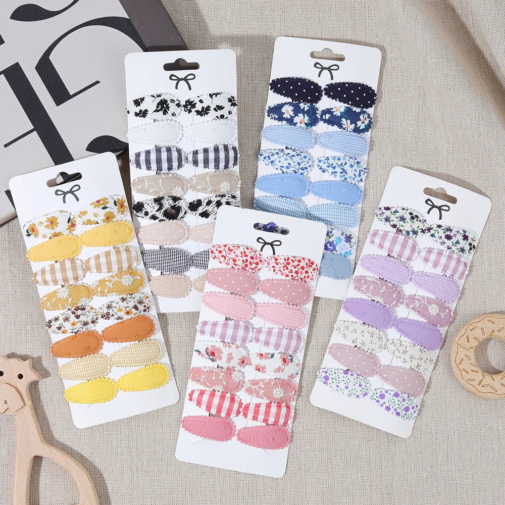 10/16PCS Cotton Textured Girl Hair Clip BB Clip Cute Colorful Floral Candy Color Matching Kid Barrettes Baby Hair Accessory Gift