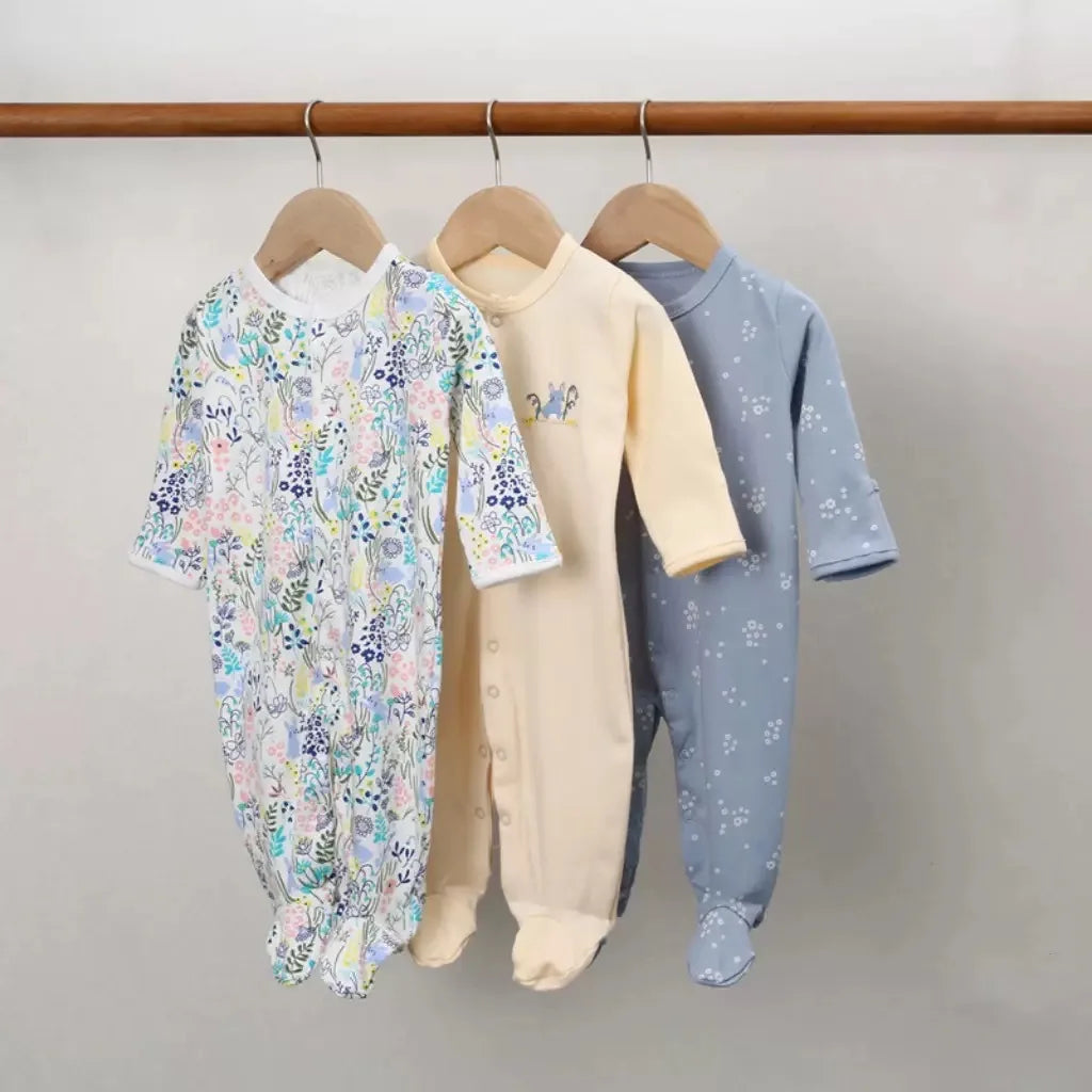 3pcs/Lot Cotton Soft Baby Romper Jumpsuit for Boys Girls Footies Footed Long Sleeve Pajama Sleepsuit Outfit Infant Clothes