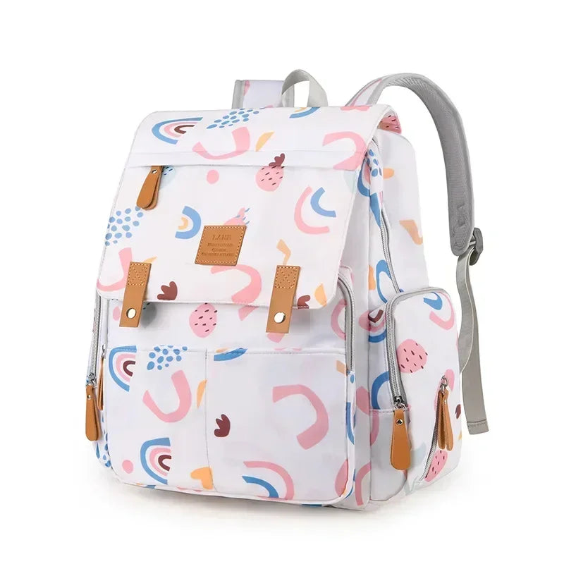 Cartoon Print Backpack Changing Bags Oxford Mother and Baby Bag Diaper Bag Fashion Large Capacity Thermal Storage Back Milk Bag