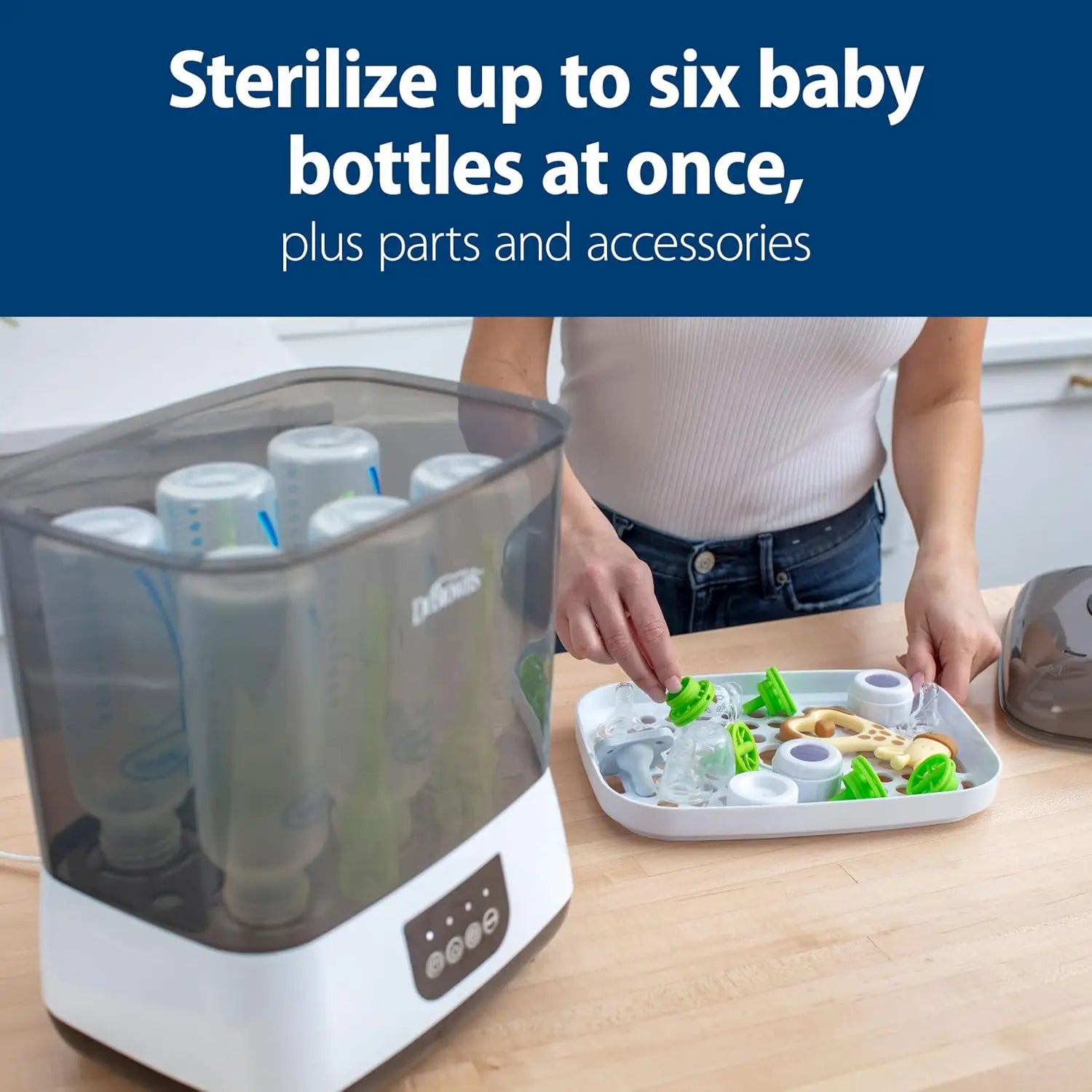 Dr Browns All-in-One Baby Bottle Sterilizer and Dryer for Newborn Essentials, 4-in-1 Functions