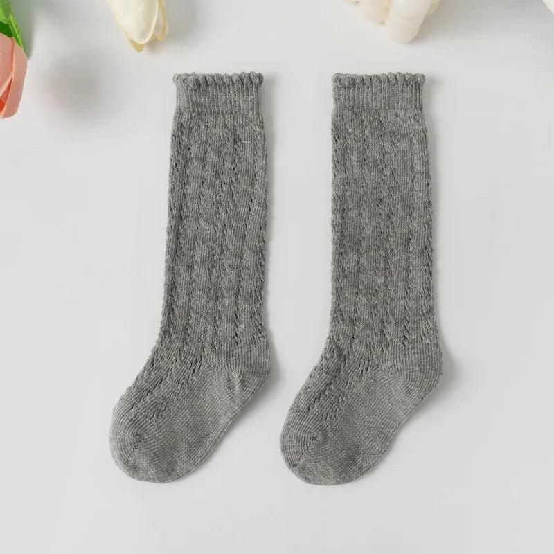 Summer Baby Girls Socks Toddlers Kids Long Knee High Mesh Thin Socks Hollow Out Soft Cotton Infant Socken For 0-8Years