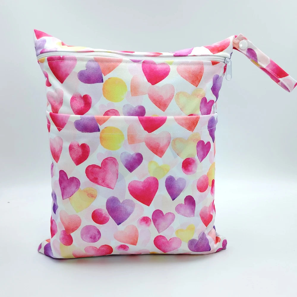 New pattern diaper bags waterproof and moisture proof double zipper design dry wet separation baby carrier bags