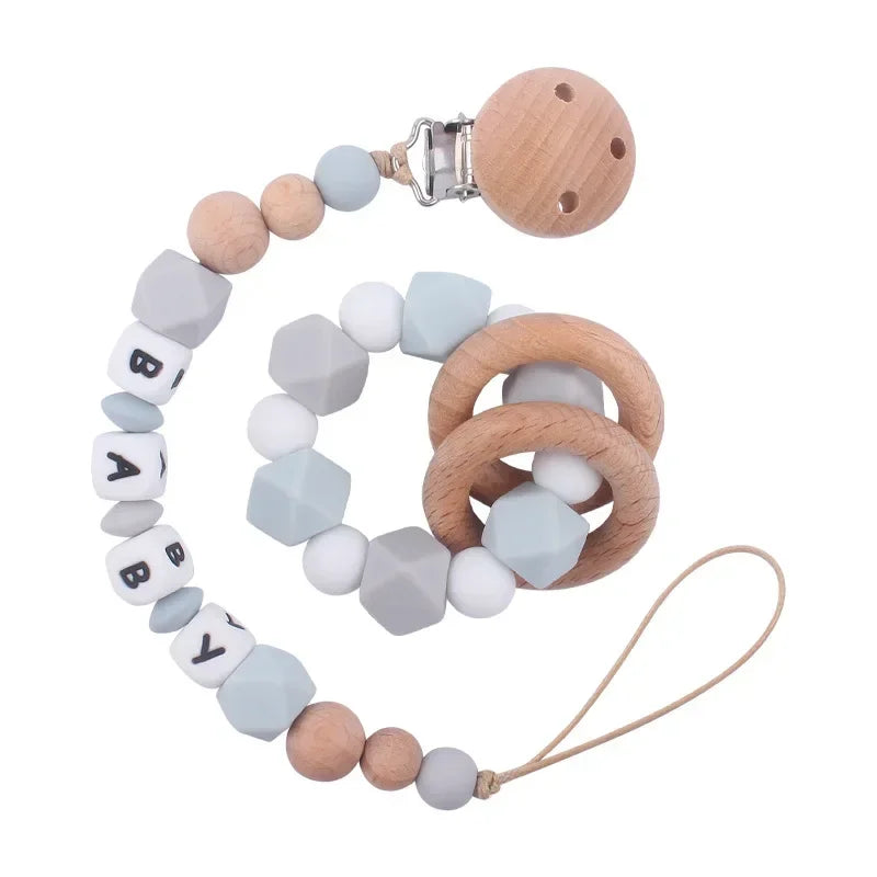 2ps Custom Baby Pacifier Clip Personalized Name Silicone Letter Dummy Holder Nipples Chains Infant Feeding Bracelet Teething Toy