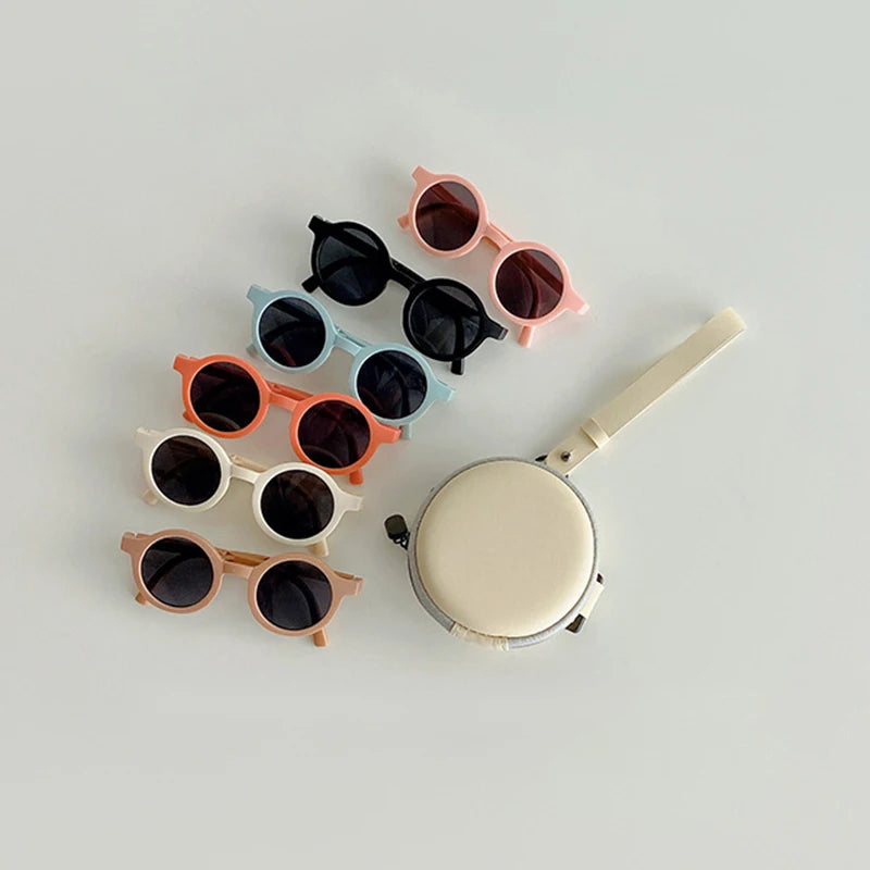 Classic Ins Folding Sunglasses Children Designer Pink Round Frame Sun Glasses Girls Boy Goggles Student Eyewear Lentes Sol Mujer