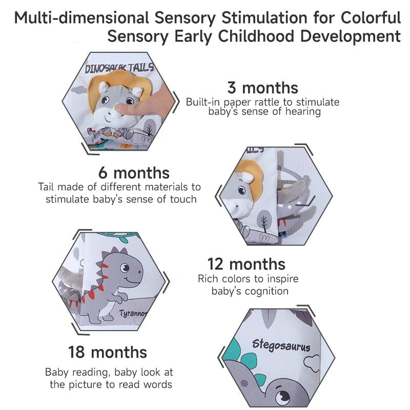 0-12Months Soft Baby Books 3D Touch Feel High Contrast Cloth Book Infant Early Learning Toy Toddlers Sensory Activity Cloth Book