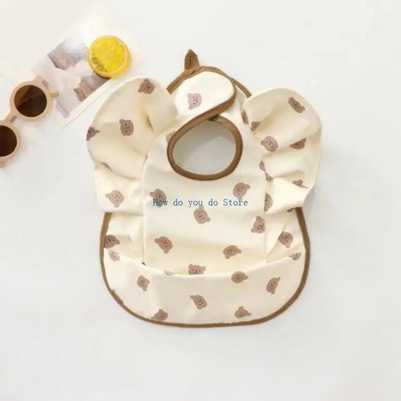 19QF Adjustable Baby Feeding Bib Lightweight Travel Friendly Winged Design Burp Cloth Easy Wipe Saliva Towel for Toddler