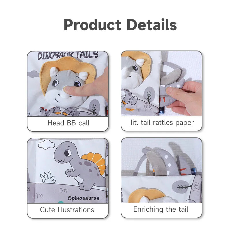 0-12Months Soft Baby Books 3D Touch Feel High Contrast Cloth Book Infant Early Learning Toy Toddlers Sensory Activity Cloth Book