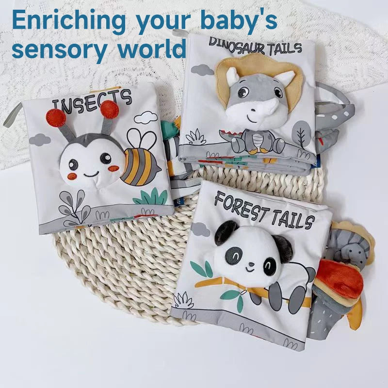 0-12Months Soft Baby Books 3D Touch Feel High Contrast Cloth Book Infant Early Learning Toy Toddlers Sensory Activity Cloth Book