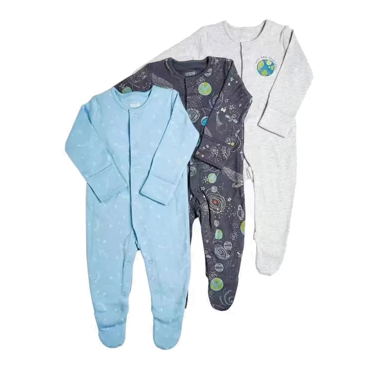 3pcs/Lot Cotton Soft Baby Romper Jumpsuit for Boys Girls Footies Footed Long Sleeve Pajama Sleepsuit Outfit Infant Clothes Gifts