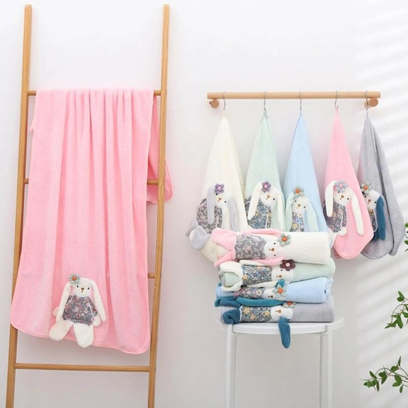 2 Pcs/Set Baby Infants Soft Coral Fleece Face Towel Bath Towel Receiving Blanket