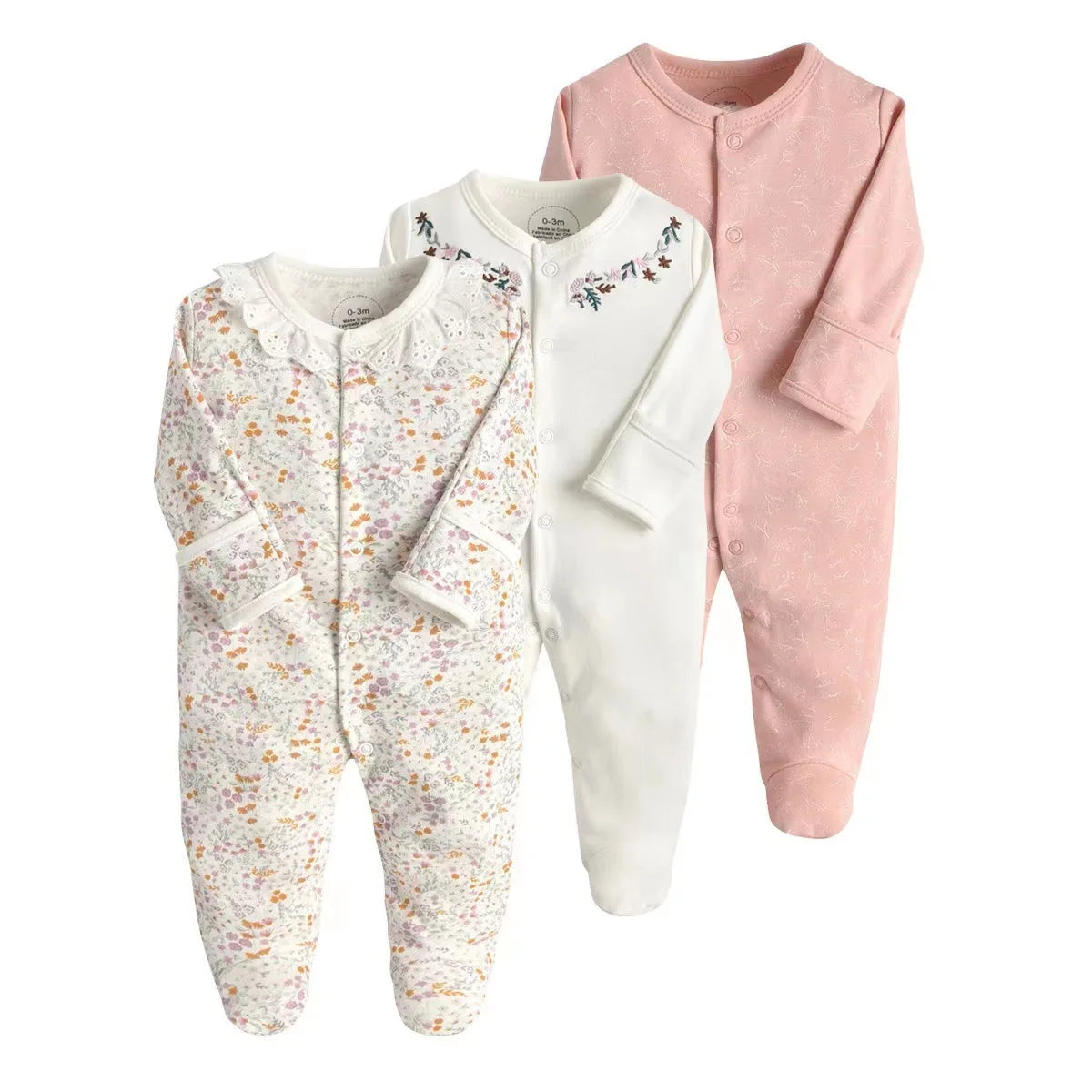 3pcs/Lot Cotton Soft Baby Romper Jumpsuit for Boys Girls Footies Footed Long Sleeve Pajama Sleepsuit Outfit Infant Clothes Gifts