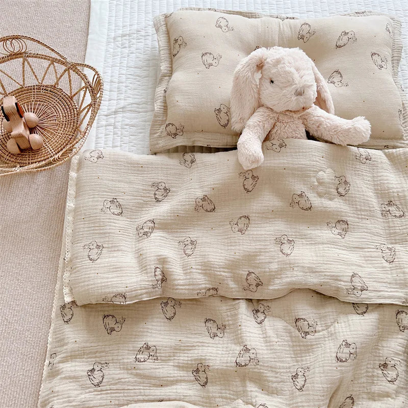 Bunny Print Cotton Muslin Quilt for Winter Autumn Baby Crib Quilts Blanket Toddler Comforter Newborn Sleeping Cover