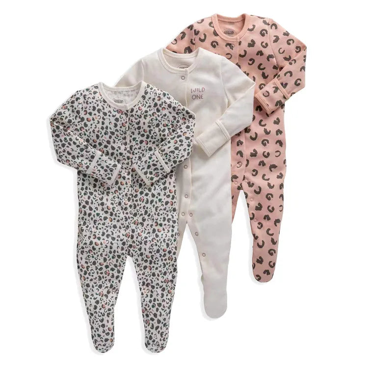 3pcs/Lot Cotton Soft Baby Romper Jumpsuit for Boys Girls Footies Footed Long Sleeve Pajama Sleepsuit Outfit Infant Clothes Gifts