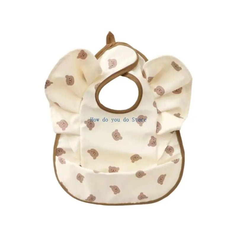 19QF Adjustable Baby Feeding Bib Lightweight Travel Friendly Winged Design Burp Cloth Easy Wipe Saliva Towel for Toddler