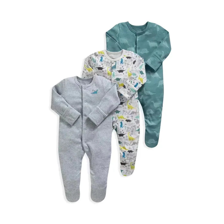 3pcs/Lot Cotton Soft Baby Romper Jumpsuit for Boys Girls Footies Footed Long Sleeve Pajama Sleepsuit Outfit Infant Clothes Gifts