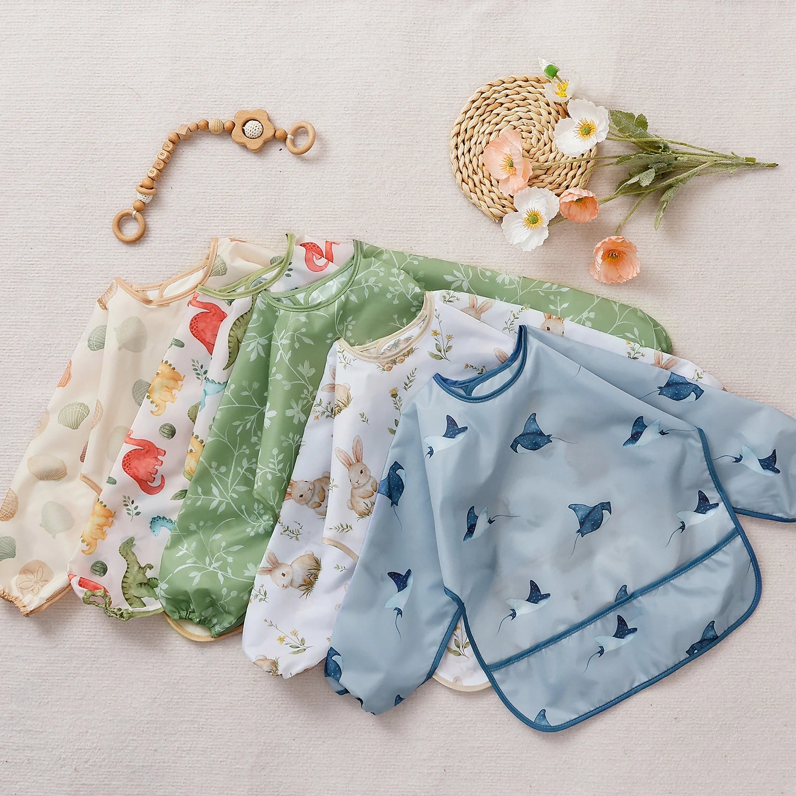 1 Pc Waterproof Baby Bibs Cute Infant Eating Child Drawing Long Sleeve Apron Self Feeding Baby 0-3 Year