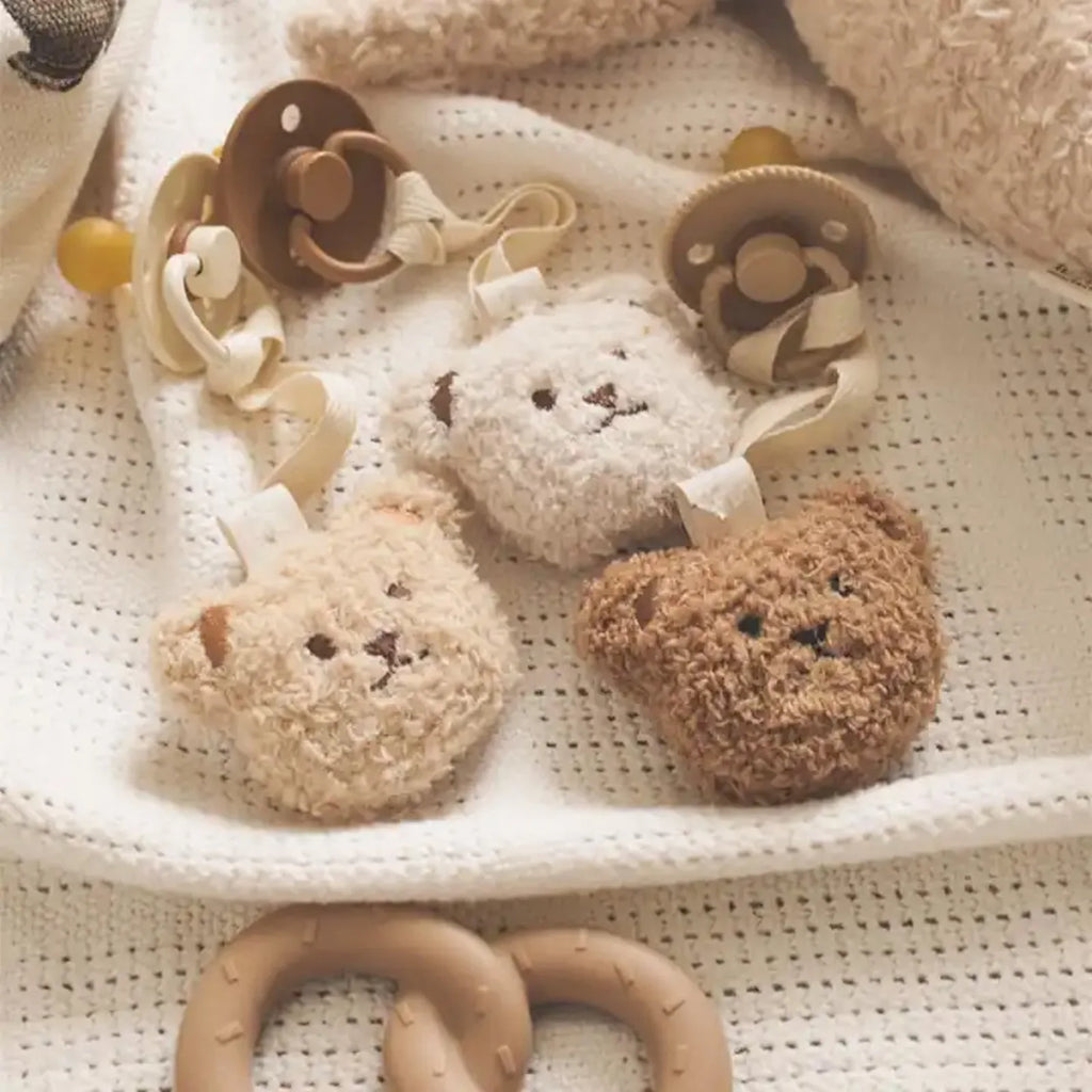Fashion Teddy Pacifier Holder Baby Embroidered Bear Face Moon Clip For Newborn Kids Comforter Toys Toddler Gifts