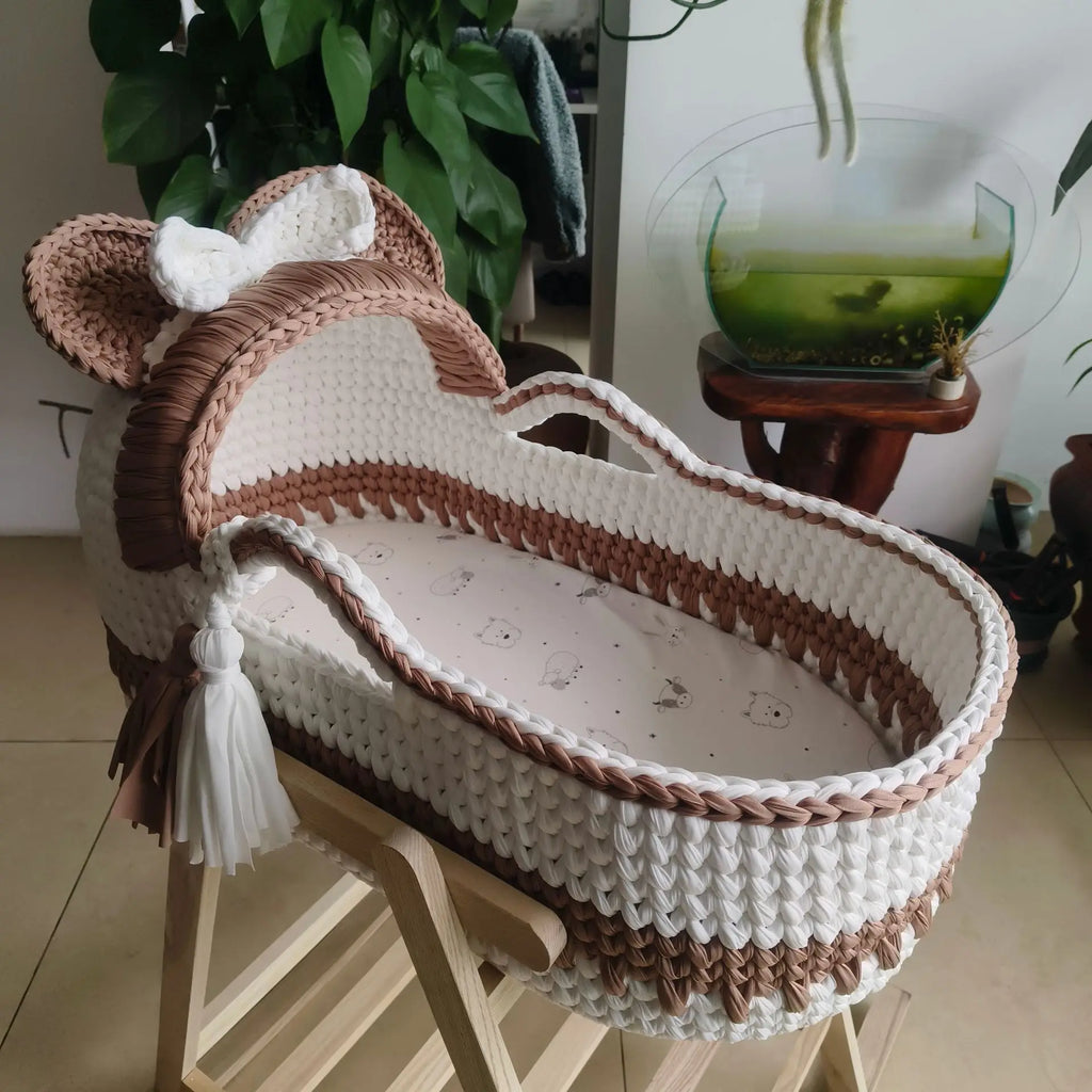 Foreign Trade Hand Knitted Crochet Portable Portable Foldable Newborn Moses Baby Basket Crib