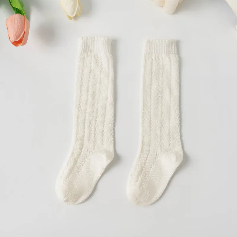 Summer Baby Girls Socks Toddlers Kids Long Knee High Mesh Thin Socks Hollow Out Soft Cotton Infant Socken For 0-8Years