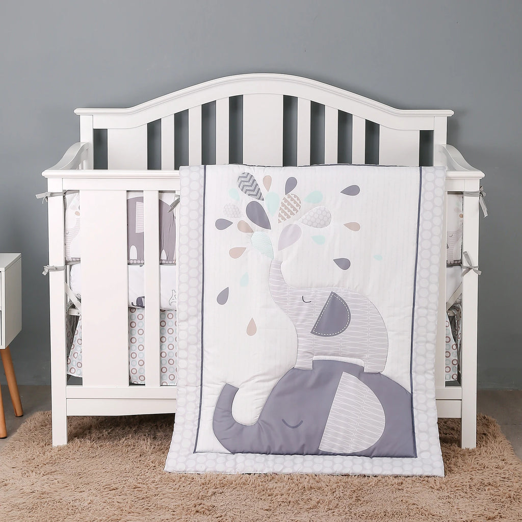 3Pcs Baby Infant Crib Kids Baby Bedding Set Crib Sheet Set Infant Newborn Nursery (Comforter Fitted Sheet Crib Skirt)