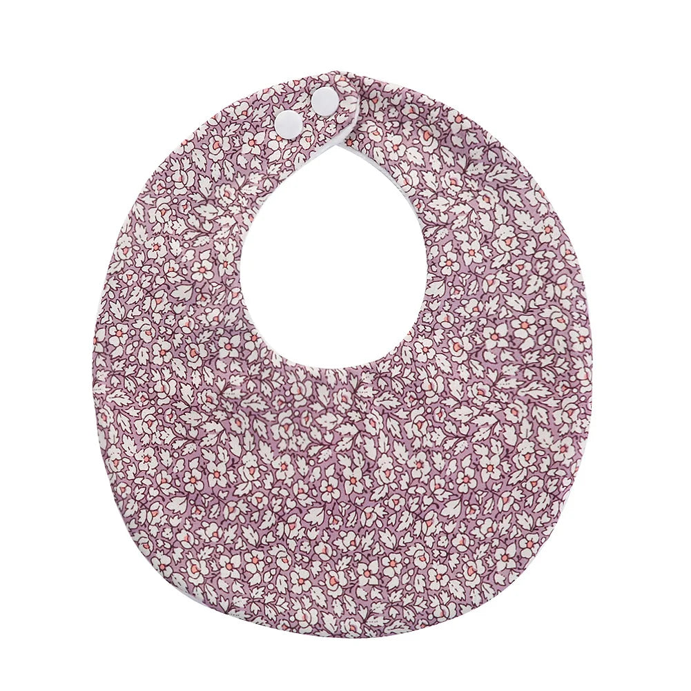 Flower Print Baby Bib Stuff Cotton Adjustable Snap Bandana Scarf for Kids Newborn Boys Girls Feeding Saliva Towel Burp Cloth