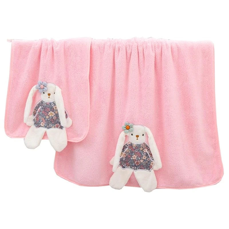 2 Pcs/Set Baby Infants Soft Coral Fleece Face Towel Bath Towel Receiving Blanket