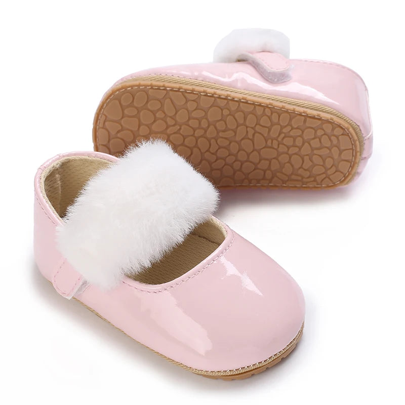 Pink Baby Girls First Step Shoes Baby Moccasins Soft Bottom Rubber Non-slip Toddler First Walkers Baby Booties Girls