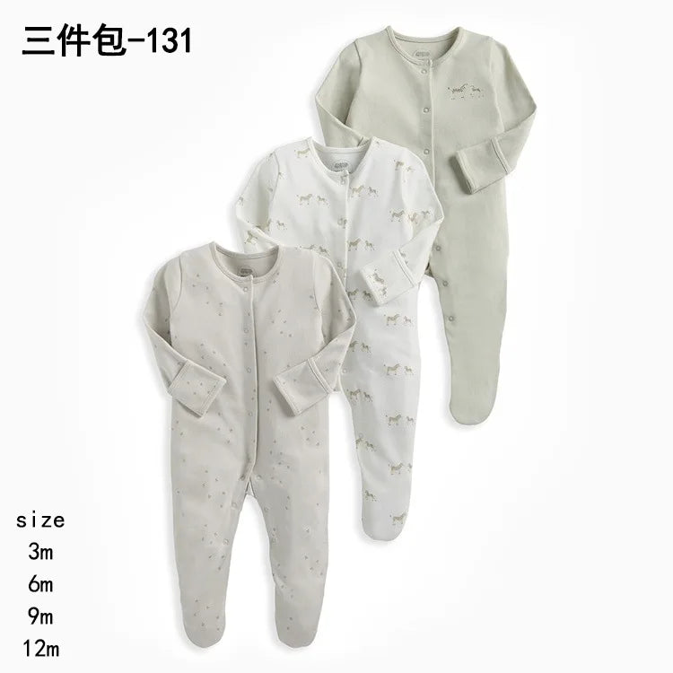 3pcs/Lot Cotton Soft Baby Romper Jumpsuit for Boys Girls Footies Footed Long Sleeve Pajama Sleepsuit Outfit Infant Clothes