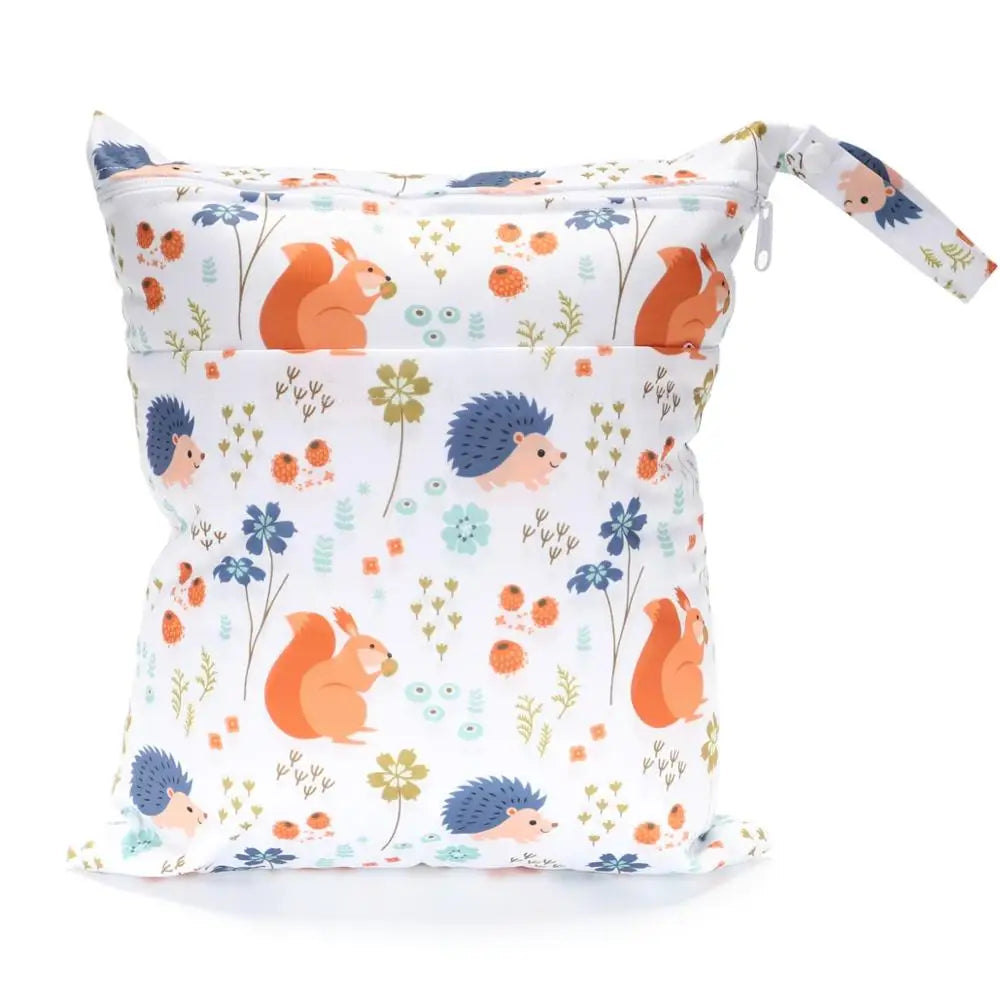 Wet Dry Bag With Two Zippered For Baby Diapers Nappies Waterproof Reusable 36cmx29cm