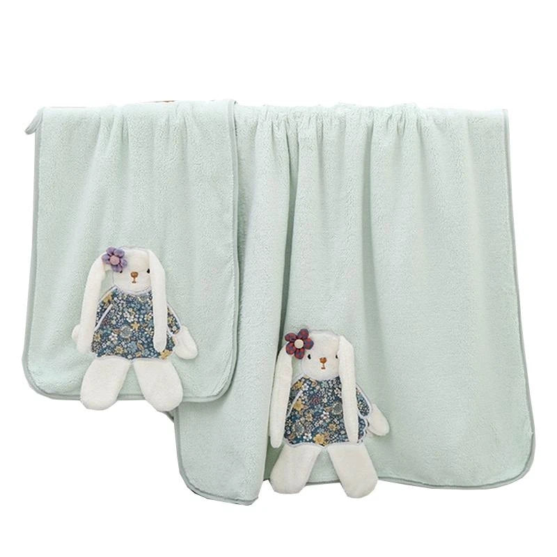2 Pcs/Set Baby Infants Soft Coral Fleece Face Towel Bath Towel Receiving Blanket