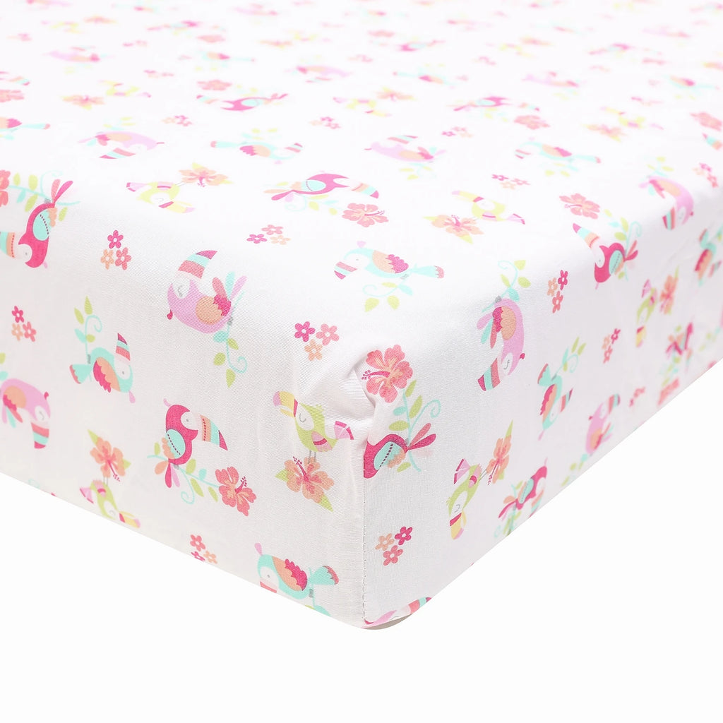 Pink Elephant Cot Baby Bedding Set Nursery Bedding for Standard Size Crib Bed Set 3Piece Comforter Fitted Sheet Crib Skirt